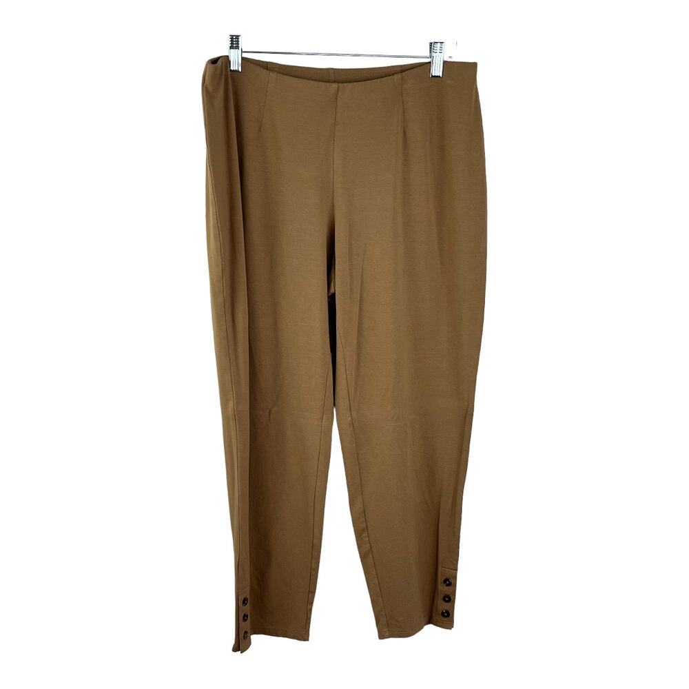 J. Jill Stretch Pants Tan Women's Size Medium Button Detail